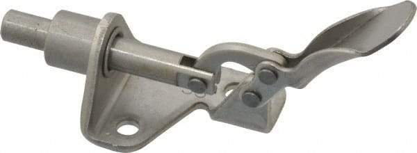 De-Sta-Co - 100 Lb Load Capacity, Flanged Base, Stainless Steel, Standard Straight Line Action Clamp - 3 Mounting Holes, 0.17" Mounting Hole Diam, 1/4" Plunger Diam, Thumb Handle - Industrial Tool & Supply