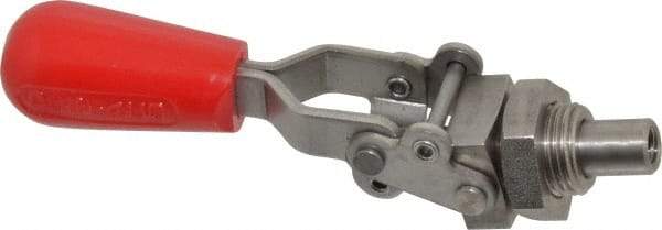 De-Sta-Co - 200 Lb Load Capacity, Mounting Plate Base, Stainless Steel, Standard Straight Line Action Clamp - 0.39" Plunger Diam, Straight Handle - Industrial Tool & Supply
