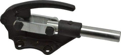 De-Sta-Co - 16,000 Lb Load Capacity, Flanged Base, Carbon Steel, Standard Straight Line Action Clamp - 4 Mounting Holes, 0.41" Mounting Hole Diam, 0.99" Plunger Diam, Straight Handle - Industrial Tool & Supply