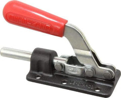 De-Sta-Co - 800 Lb Load Capacity, Flanged Base, Carbon Steel, Standard Straight Line Action Clamp - 6 Mounting Holes, 0.28" Mounting Hole Diam, 0.51" Plunger Diam, Straight Handle - Industrial Tool & Supply