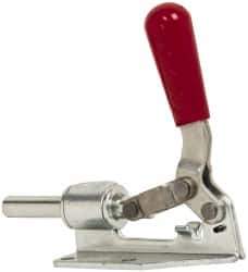 De-Sta-Co - 300 Lb Load Capacity, Flanged Base, Carbon Steel, Standard Straight Line Action Clamp - 4 Mounting Holes, 0.27" Mounting Hole Diam, 0.44" Plunger Diam, Straight Handle - Industrial Tool & Supply