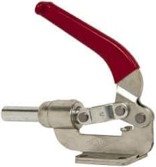 De-Sta-Co - 800 Lb Load Capacity, Flanged Base, Carbon Steel, Standard Straight Line Action Clamp - 4 Mounting Holes, 0.38" Mounting Hole Diam, 0.62" Plunger Diam, Whale Tail Handle - Industrial Tool & Supply