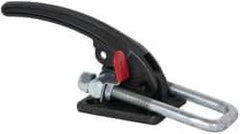 De-Sta-Co - 7,500 Lb Capacity, Horizontal, U Hook, Flanged Base, Carbon Steel Pull Action Latch Clamp - 2.19" Drawing Movement, 9.65" OAL, Threaded U Hook, Straight Handle - Industrial Tool & Supply