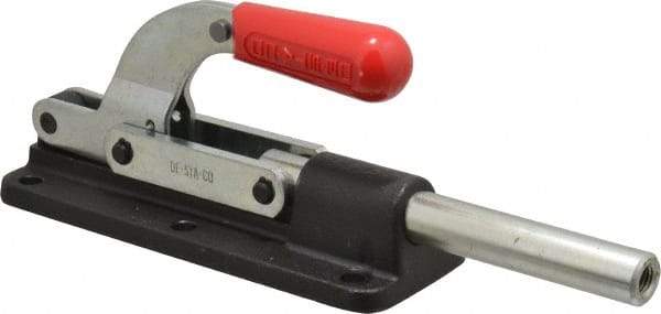 De-Sta-Co - 7,500 Lb Load Capacity, Flanged Base, Carbon Steel, Standard Straight Line Action Clamp - 6 Mounting Holes, 0.41" Mounting Hole Diam, 0.87" Plunger Diam, Straight Handle - Industrial Tool & Supply