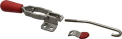 De-Sta-Co - 200 Lb Capacity, Horizontal, J Hook, Flanged Base, Stainless Steel Pull Action Latch Clamp - 2.35" Drawing Movement, 6.01" OAL, Straight Handle - Industrial Tool & Supply