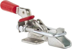 De-Sta-Co - 360 Lb Capacity, Horizontal, U Hook, Flanged Base, Carbon Steel Pull Action Latch Clamp - 1.18" Drawing Movement, 3.88" OAL, Threaded U Hook, Straight Handle - Industrial Tool & Supply