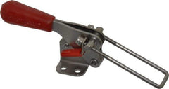 De-Sta-Co - 500 Lb Capacity, Vertical, U Hook, Flanged Base, Stainless Steel Pull Action Latch Clamp - 1.53" Drawing Movement, 3.49" OAL, Threaded U Hook, Straight Handle - Industrial Tool & Supply