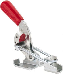 De-Sta-Co - 720 Lb Capacity, Horizontal, U Hook, Flanged Base, Carbon Steel Pull Action Latch Clamp - 1-3/4" Drawing Movement, 6.07" OAL, Threaded U Hook, Straight Handle - Industrial Tool & Supply