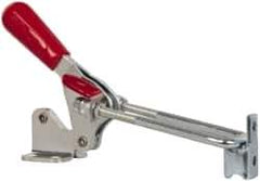 De-Sta-Co - 1,000 Lb Capacity, Vertical, U Hook, Flanged Base, Carbon Steel Pull Action Latch Clamp - 2.04" Drawing Movement, 4.1" OAL, Threaded U Hook, Straight Handle - Industrial Tool & Supply