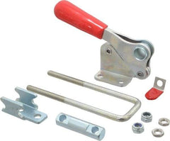 De-Sta-Co - 2,000 Lb Capacity, Vertical, U Hook, Flanged Base, Carbon Steel Pull Action Latch Clamp - 2.46" Drawing Movement, 5.77" OAL, Threaded U Hook, Straight Handle - Industrial Tool & Supply