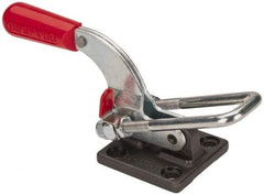 De-Sta-Co - 4,000 Lb Capacity, Horizontal, U Hook, Flanged Base, Carbon Steel Pull Action Latch Clamp - 3-1/2" Drawing Movement, 10.19" OAL, Threaded U Hook, Straight Handle - Industrial Tool & Supply