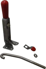 De-Sta-Co - 450 Lb Capacity, Horizontal, J Hook, Flanged Base, Stainless Steel Pull Action Latch Clamp - 4" Drawing Movement, 8.82" OAL, Straight Handle - Industrial Tool & Supply