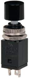 GC/Waldom - 0.315 Inch Mount Hole, Miniature Pushbutton Switch Only - Round, Black Pushbutton, Nonilluminated, Maintained (MA), On-On - Industrial Tool & Supply