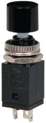 GC/Waldom - 0.315 Inch Mount Hole, Miniature Pushbutton Switch Only - Round, Black Pushbutton, Nonilluminated, Maintained (MA), On-On - Industrial Tool & Supply