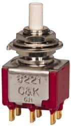 GC/Waldom - 1/4 Inch Mount Hole, Miniature Pushbutton Switch Only - White Pushbutton, Nonilluminated, Momentary (MO), On-On - Industrial Tool & Supply