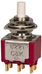 GC/Waldom - 1/4 Inch Mount Hole, Miniature Pushbutton Switch Only - White Pushbutton, Nonilluminated, Momentary (MO), On-On - Industrial Tool & Supply