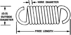Made in USA - 11/32" OD, 23.43 Lb Max Load, 6-3/8" Max Ext Len, 0.062" Wire Diam Extension Spring - 17.77 Lb/In Rating - Industrial Tool & Supply