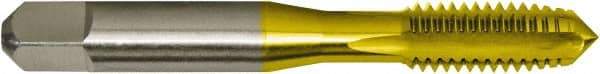 Vermont Tap & Die - 5/16-24 UNF 2/3B 4 Flute TiN Finish High Speed Steel Straight Flute Standard Hand Tap - Plug, Right Hand Thread, 2-23/32" OAL, 1-1/8" Thread Length, H3 Limit, Oversize - Exact Industrial Supply