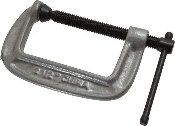 Gibraltar - Light-Duty 2-1/2" Max Opening, 1-7/16" Throat Depth, Cast Iron Standard C-Clamp - 600 Lb Capacity, 0" Min Opening, Standard Throat Depth, Malleable Cast Iron Screw - Industrial Tool & Supply