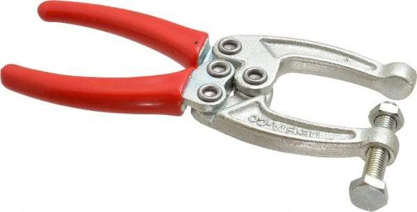 De-Sta-Co - 1556.88 N Load Capacity, 1.77" Throat Depth, 6.03" OAL, Carbon Steel, C Style Plier Clamp - 2.8" Max Jaw Capacity, M8x1.5 Spindle, 2.8" Open Throat Height, Red Handle, Spindle End - Industrial Tool & Supply