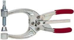 De-Sta-Co - 3113.76 N Load Capacity, 2.72" Throat Depth, 8.51" OAL, Carbon Steel, C Style Plier Clamp - 4.16" Max Jaw Capacity, M10x1.5 Spindle, 4.16" Open Throat Height, Red Handle, Spindle End - Industrial Tool & Supply