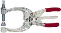 De-Sta-Co - 3113.76 N Load Capacity, 2.72" Throat Depth, 8.51" OAL, Carbon Steel, C Style Plier Clamp - 4.16" Max Jaw Capacity, M10x1.5 Spindle, 4.16" Open Throat Height, Red Handle, Spindle End - Industrial Tool & Supply