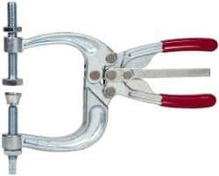 De-Sta-Co - 3113.76 N Load Capacity, 2.72" Throat Depth, 8.51" OAL, Carbon Steel, C Style Plier Clamp - 4.65" Max Jaw Capacity, M10x1.25 Spindle, 4.65" Open Throat Height, Red Handle, Spindle End - Industrial Tool & Supply