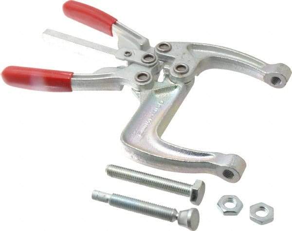 De-Sta-Co - 5337.87 N Load Capacity, 2.56" Throat Depth, 9.15" OAL, Carbon Steel, C Style Plier Clamp - 5.98" Max Jaw Capacity, M10x1.5 Spindle, 5.98" Open Throat Height, Red Handle, Spindle End - Industrial Tool & Supply