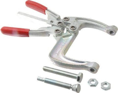 De-Sta-Co - 5337.87 N Load Capacity, 2.56" Throat Depth, 9.15" OAL, Carbon Steel, C Style Plier Clamp - 5.98" Max Jaw Capacity, M10x1.5 Spindle, 5.98" Open Throat Height, Red Handle, Spindle End - Industrial Tool & Supply