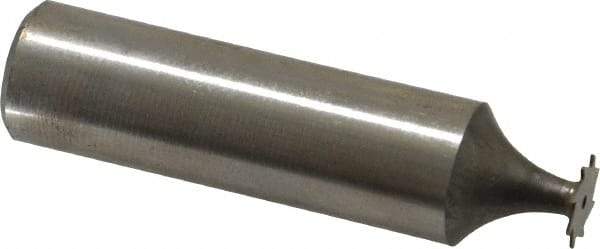 Made in USA - 5/16" Diam x 1/64" Face Width, High Speed Steel, 8 Teeth, Shank Connection Woodruff Keyseat Cutter - Uncoated, 2-1/16" OAL x 1/2" Shank, Straight Teeth - Industrial Tool & Supply