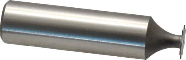 Made in USA - 3/8" Diam x 1/64" Face Width, High Speed Steel, 8 Teeth, Shank Connection Woodruff Keyseat Cutter - Uncoated, 2-1/16" OAL x 1/2" Shank, Straight Teeth - Industrial Tool & Supply
