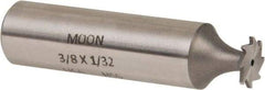 Made in USA - 3/8" Diam x 1/32" Face Width, High Speed Steel, 8 Teeth, Shank Connection Woodruff Keyseat Cutter - Uncoated, 2-1/16" OAL x 1/2" Shank, Straight Teeth - Industrial Tool & Supply