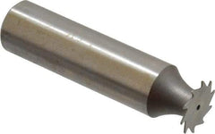 Made in USA - 1/2" Diam x 1/64" Face Width, High Speed Steel, 12 Teeth, Shank Connection Woodruff Keyseat Cutter - Uncoated, 2-1/16" OAL x 1/2" Shank, Straight Teeth - Industrial Tool & Supply