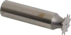 Made in USA - 5/8" Diam x 1/64" Face Width, High Speed Steel, 12 Teeth, Shank Connection Woodruff Keyseat Cutter - Uncoated, 2-3/32" OAL x 1/2" Shank, Straight Teeth - Industrial Tool & Supply