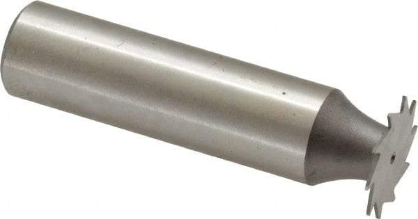 Made in USA - 5/8" Diam x 0.02" Face Width, High Speed Steel, 12 Teeth, Shank Connection Woodruff Keyseat Cutter - Uncoated, 2-3/32" OAL x 1/2" Shank, Straight Teeth - Industrial Tool & Supply