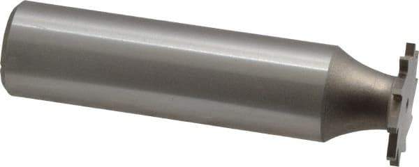 Made in USA - 5/8" Diam x 3/64" Face Width, High Speed Steel, 12 Teeth, Shank Connection Woodruff Keyseat Cutter - Uncoated, 2-3/32" OAL x 1/2" Shank, Straight Teeth - Industrial Tool & Supply