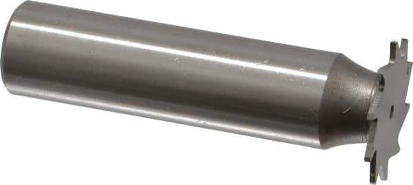 Made in USA - 3/4" Diam x 1/32" Face Width, High Speed Steel, 14 Teeth, Shank Connection Woodruff Keyseat Cutter - Uncoated, 2-1/8" OAL x 1/2" Shank, Straight Teeth - Industrial Tool & Supply