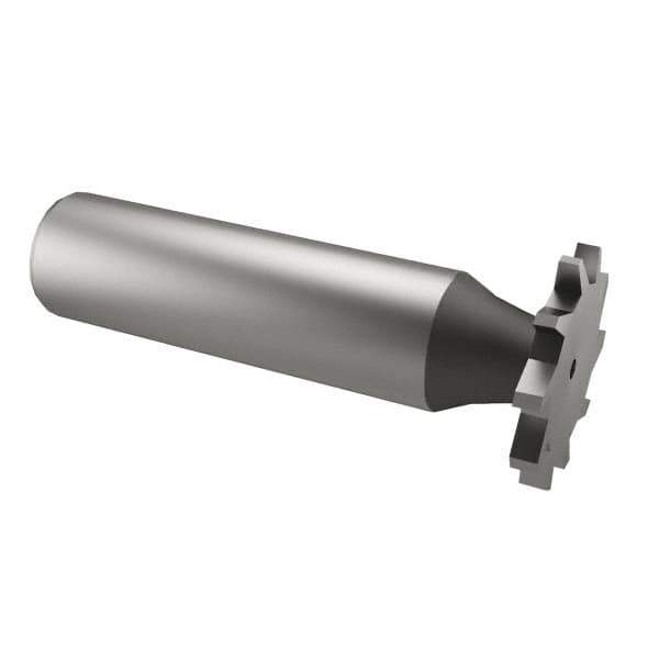 Made in USA - 3/4" Diam x 1/16" Face Width, High Speed Steel, 14 Teeth, Shank Connection Woodruff Keyseat Cutter - Uncoated, 2-1/8" OAL x 1/2" Shank, Straight Teeth - Industrial Tool & Supply