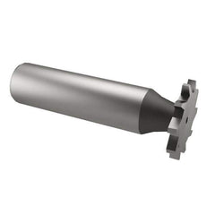 Made in USA - 3/4" Diam x 1/16" Face Width, High Speed Steel, 14 Teeth, Shank Connection Woodruff Keyseat Cutter - Uncoated, 2-1/8" OAL x 1/2" Shank, Straight Teeth - Industrial Tool & Supply