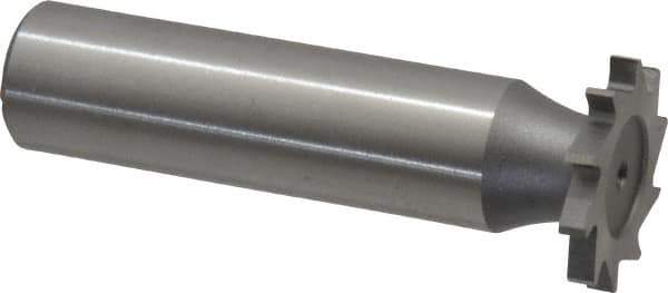 Made in USA - 3/4" Diam x 3/32" Face Width, High Speed Steel, 14 Teeth, Shank Connection Woodruff Keyseat Cutter - Uncoated, 2-1/8" OAL x 1/2" Shank, Straight Teeth - Industrial Tool & Supply