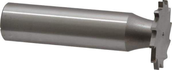 Made in USA - 7/8" Diam x 1/16" Face Width, High Speed Steel, 14 Teeth, Shank Connection Woodruff Keyseat Cutter - Uncoated, 2-5/32" OAL x 1/2" Shank, Straight Teeth - Industrial Tool & Supply