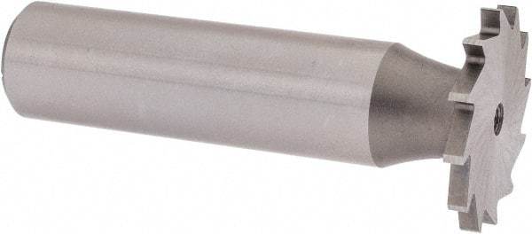 Made in USA - 7/8" Diam x 5/64" Face Width, High Speed Steel, 14 Teeth, Shank Connection Woodruff Keyseat Cutter - Uncoated, 2-5/32" OAL x 1/2" Shank, Straight Teeth - Industrial Tool & Supply