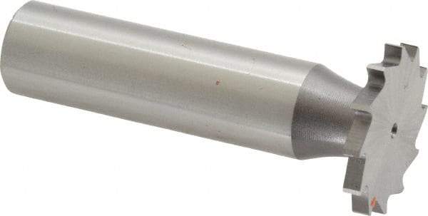 Made in USA - 7/8" Diam x 3/32" Face Width, High Speed Steel, 14 Teeth, Shank Connection Woodruff Keyseat Cutter - Uncoated, 2-5/32" OAL x 1/2" Shank, Straight Teeth - Industrial Tool & Supply