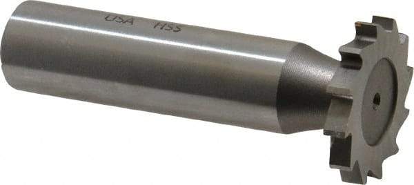 Made in USA - 7/8" Diam x 1/8" Face Width, High Speed Steel, 14 Teeth, Shank Connection Woodruff Keyseat Cutter - Uncoated, 2-5/32" OAL x 1/2" Shank, Straight Teeth - Industrial Tool & Supply
