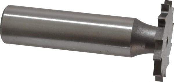 Made in USA - 1" Diam x 3/32" Face Width, High Speed Steel, 16 Teeth, Shank Connection Woodruff Keyseat Cutter - Uncoated, 2-3/16" OAL x 1/2" Shank, Straight Teeth - Industrial Tool & Supply
