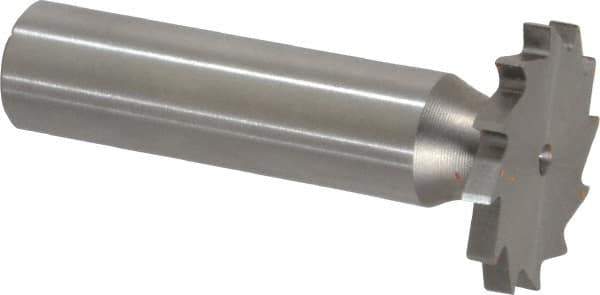 Made in USA - 1" Diam x 7/64" Face Width, High Speed Steel, 16 Teeth, Shank Connection Woodruff Keyseat Cutter - Uncoated, 2-3/16" OAL x 1/2" Shank, Straight Teeth - Industrial Tool & Supply