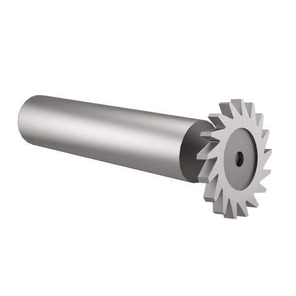 Made in USA - 1" Diam x 9/64" Face Width, High Speed Steel, 16 Teeth, Shank Connection Woodruff Keyseat Cutter - Uncoated, 2-3/16" OAL x 1/2" Shank, Straight Teeth - Industrial Tool & Supply