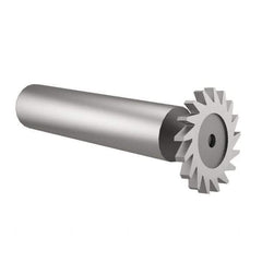 Made in USA - 1" Diam x 9/64" Face Width, High Speed Steel, 16 Teeth, Shank Connection Woodruff Keyseat Cutter - Uncoated, 2-3/16" OAL x 1/2" Shank, Straight Teeth - Industrial Tool & Supply