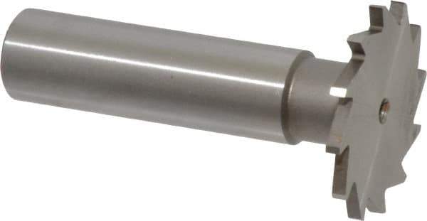 Made in USA - 1-1/8" Diam x 5/64" Face Width, High Speed Steel, 16 Teeth, Shank Connection Woodruff Keyseat Cutter - Uncoated, 2-3/16" OAL x 1/2" Shank, Straight Teeth - Industrial Tool & Supply