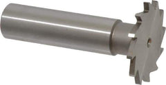 Made in USA - 1-1/8" Diam x 5/64" Face Width, High Speed Steel, 16 Teeth, Shank Connection Woodruff Keyseat Cutter - Uncoated, 2-3/16" OAL x 1/2" Shank, Straight Teeth - Industrial Tool & Supply